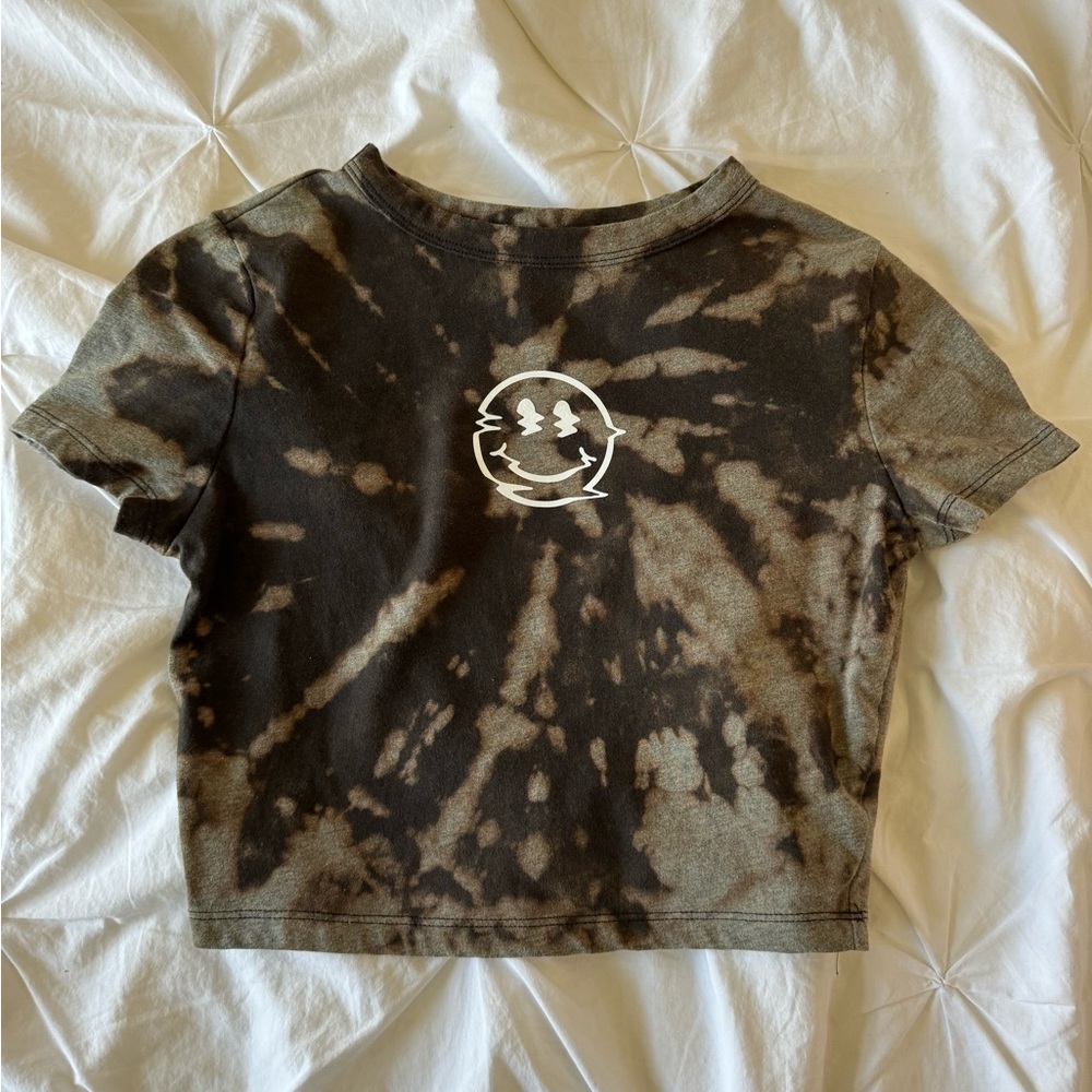 Custom Tie Dye “Smiley Glitch” Crop top